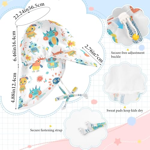 Cartoon Funny Aliens White Kid Sunhat Baby Boys' Hats Girl UV Protection Neck Flap Traveling Camping4