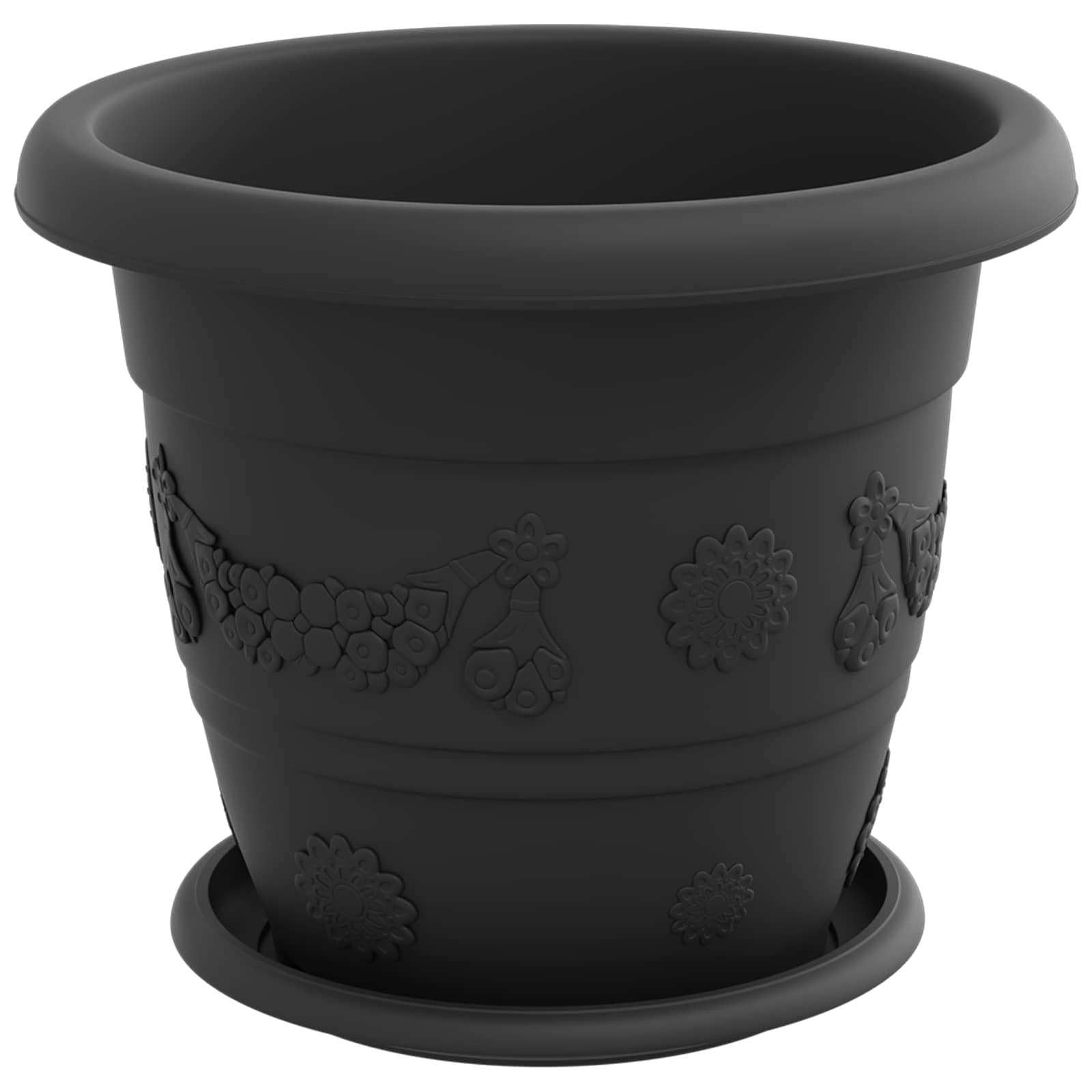 Blumentöpfe 24er Set Schwarz Ø 26 x 21,5 cm, Modernes Pflanzgefäß aus Kunststoff für Innen und Außen, Zylindrische Blumentöpfe mit Entwässerungslöchern für Garten und Balkon