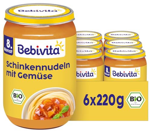 Bebivita Menüs ab 8. Monat Schinkennudeln mit Gemüse-Allerlei, 220g 6er Pack (6x220g)