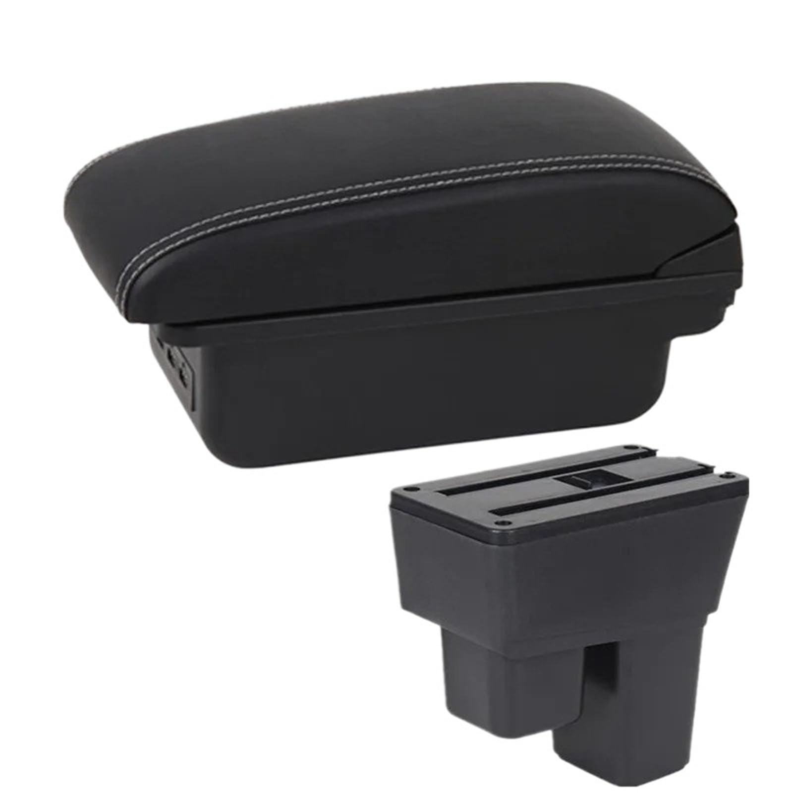 AWGNTQQ Car Armrests For Fit Jazz 2 2008 2009 2010 2011 2012 2013 Car Armrest Box Storage Accessories(B3 white line 3USB)