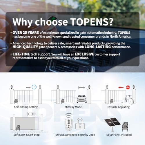 Image of TOPENS DKC1100S Solar Sliding Gate Opener Chain Drive