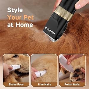 Dog hair clippers for grooming kit and dog paw trimmer for grooming low noise rechargeable cordless shaver grooming supplies for pet cats dogs black white   cucciolini doodles