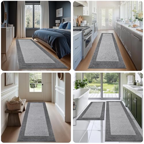 Image of Machine Washable Runner Rug 32 inch x 96 inch, Non Slip Kitchen Mat for Floor, Absorbent Entryway Rug for Kitchen, Bedroom, Living Room, Hallway, Door (Roll Packing)