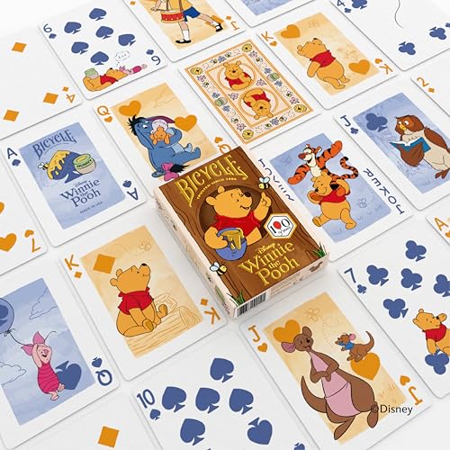 Image of Bicycle Disney Winnie the Pooh Playing Cards - Premium Hundred Acre Wood Deck, Collectible Pooh Bear Toy Gift for Kids & Adults, Classic Disney Card Game Set