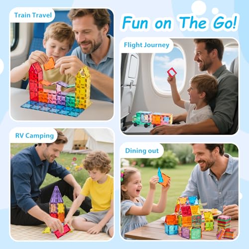 Magnetic Building Tiles, 134PCS Large Magnet Building Set,Magnetic Blocks, 3D STEM Stacking Toys, Magnets Toy for Kids Boys Girls - Image 3