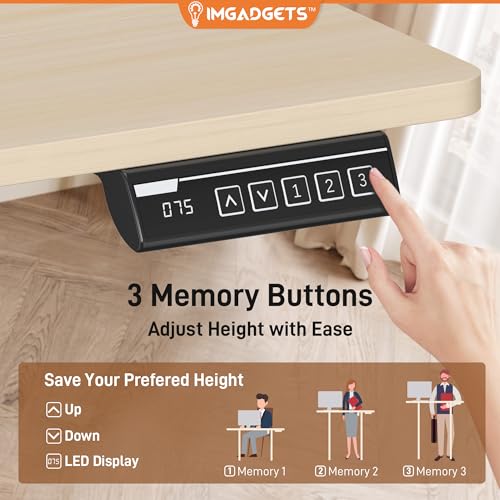 IMGadgets 47 x 24 Inches Height Adjustable Electric Standing Desk 2024, 5th Gen Quieter Motor Ergonomic Sit Stand Up Home Office Computer Desk with Height Memory Buttons, Display, 2 Headphone Holders - Image 6