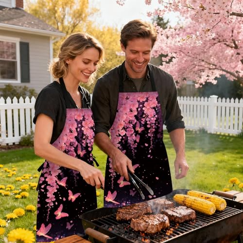 Image of Nuxovilar Decorative Kitchen Apron, 26.77x30.70 Inch Polyester Cooking Wearable Cover