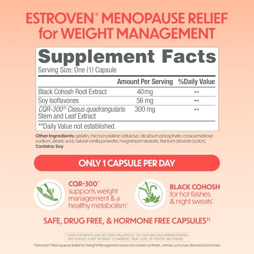 Estroven Weight Management for Menopause Relief - 60 Ct. - Clinically Proven Ingredients Help Manage Weight, Provide Night Sweats & Hot Flash Relief - Drug-Free & Gluten-Free - Image 4