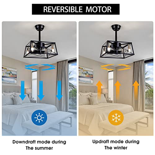 Black-Caged-Ceiling-Fan-with-Lights-Remote-Control16-Square-Bladeless-Ceiling-Fan-with-Light-Small-Modern-Industrial-Bedroom-Ceiling-FanReversible