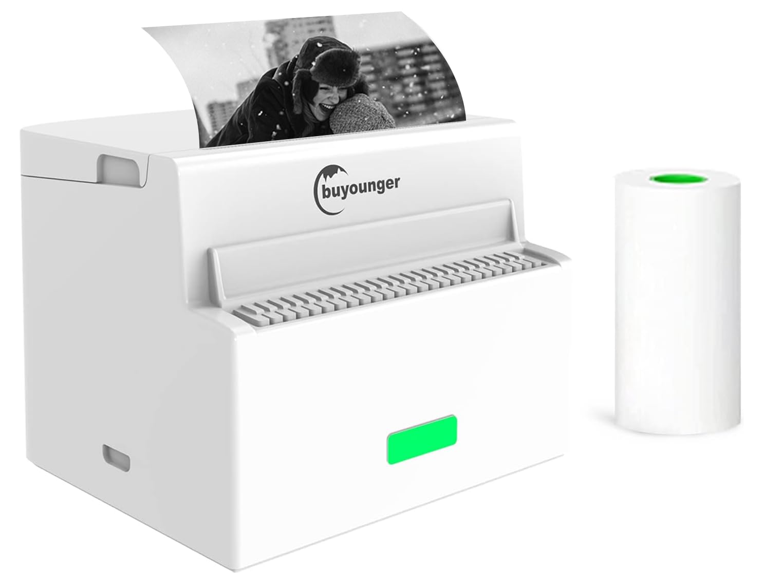 Buyounger Mini Stampante – Stampante Termica Portatile per Smartphone, Bluetooth Mini Stampante Fotografica e per Adesivi, Regalo Creativo per Studenti, Studio, Ufficio & Casa (Carta Termica Inclusa)