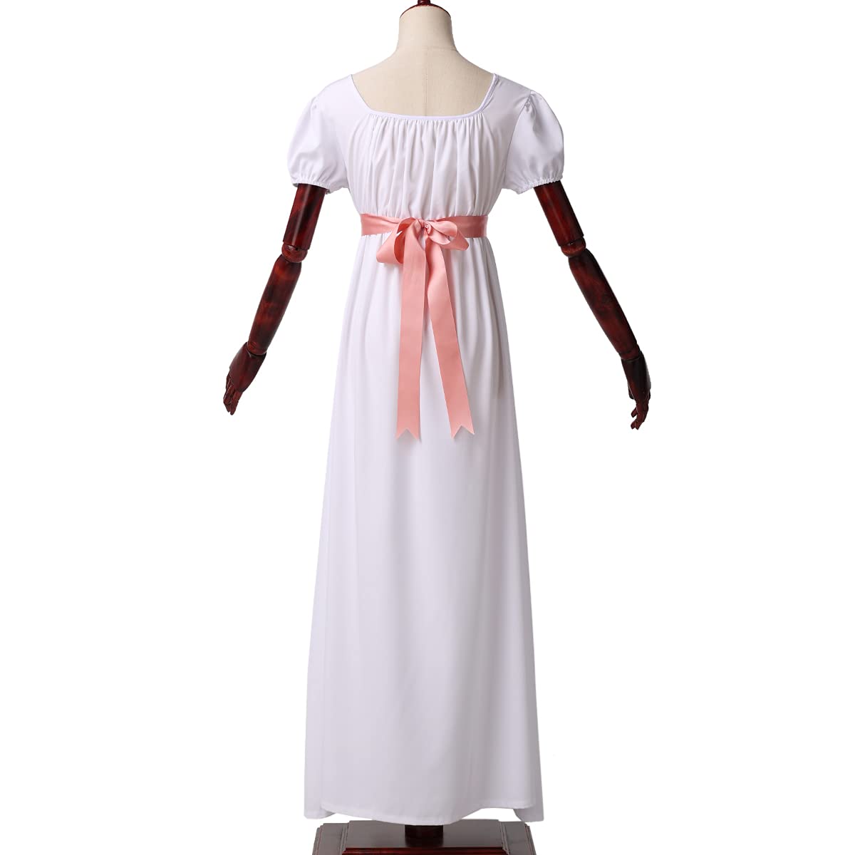 BLESSUME Vestido de Regencia para Mujer Manga Abullada con Volantes Cinturón Vestido de Fiesta con Cintura Imperio