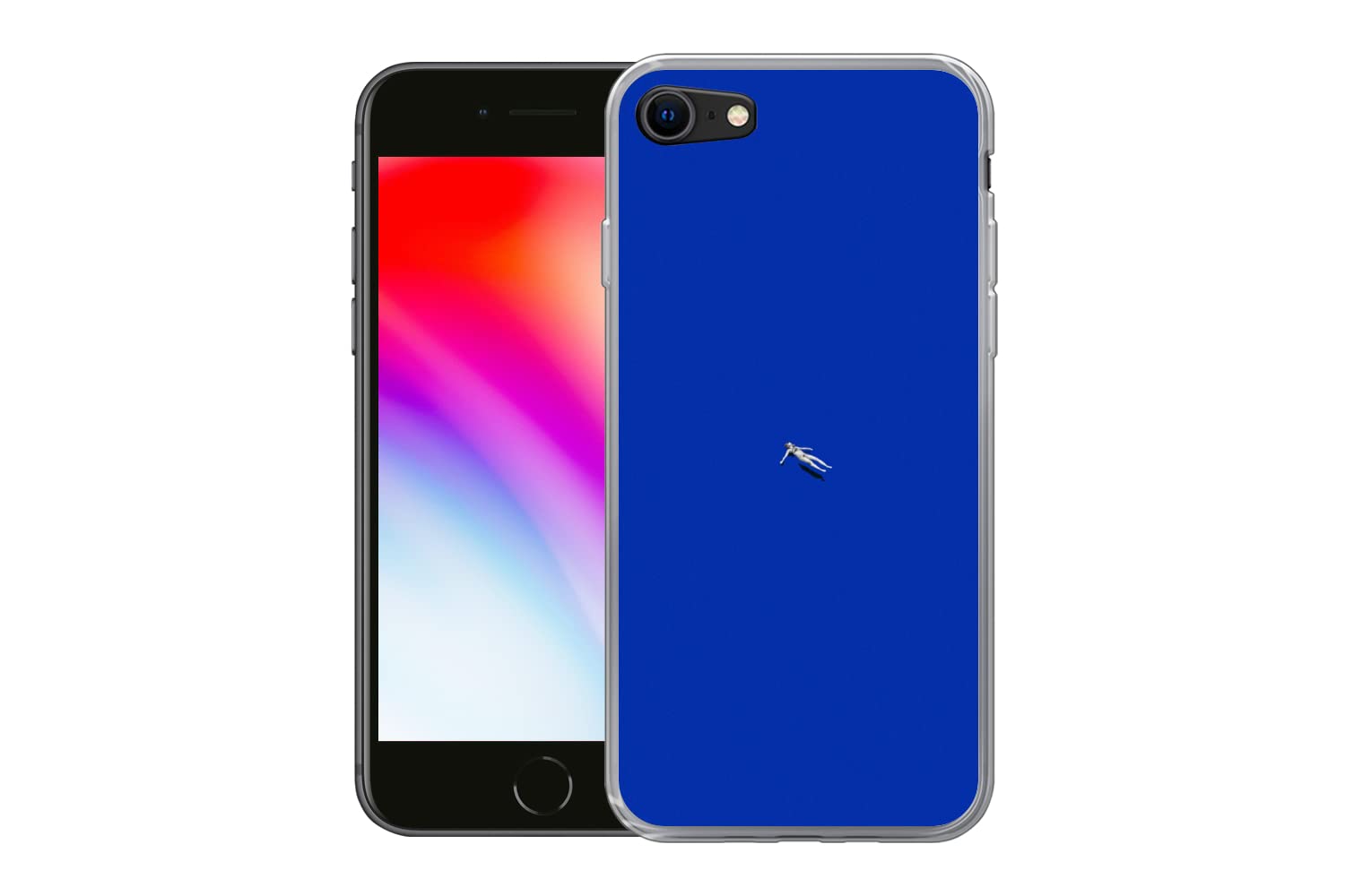 MuchoWow Funda para iPhone 7 - Vintage - Azul - Mujer - Funda de Silicona/Funda Blanda para teléfono móvil