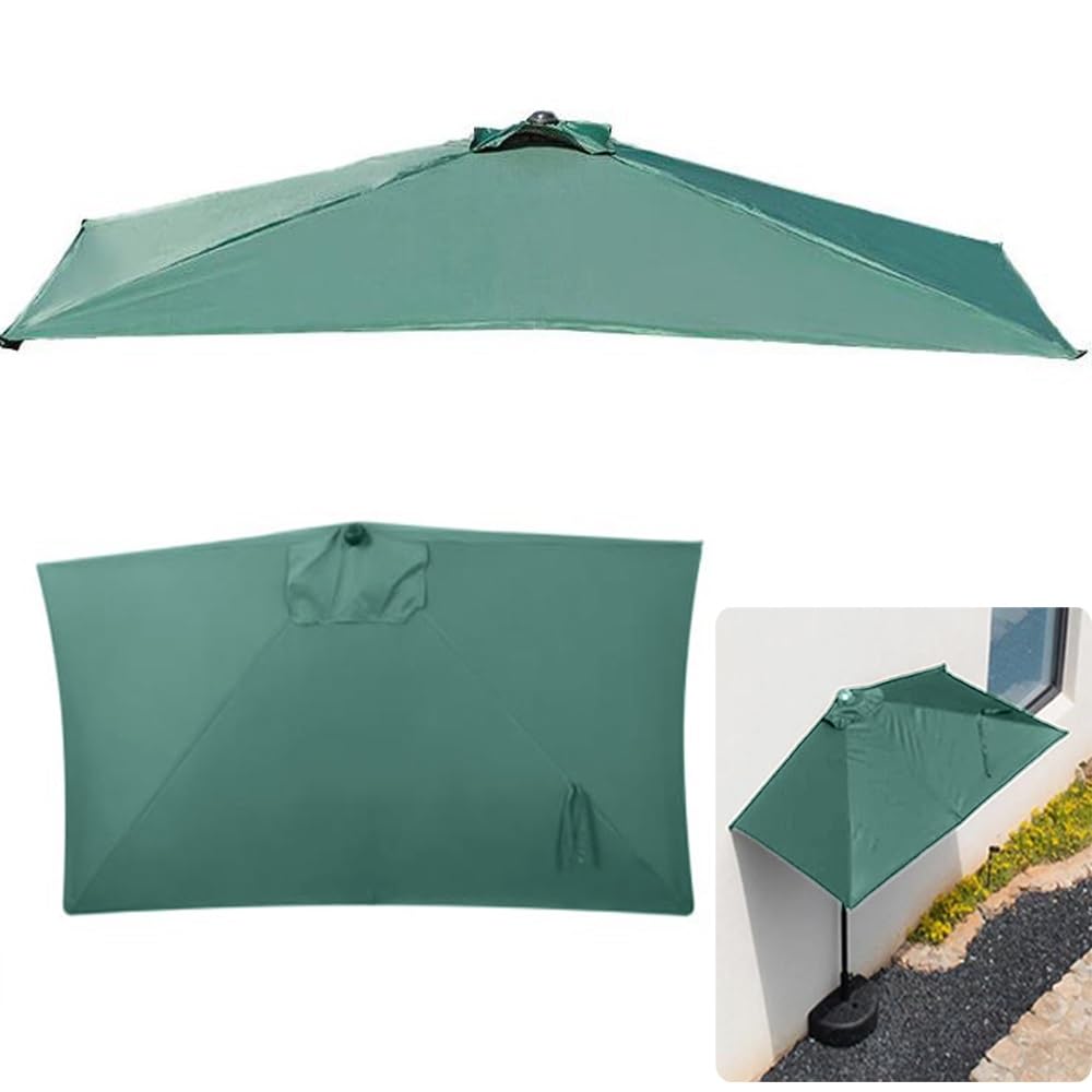 Toile de rechange parasol usé : bâche verte anti-UV 2x1m pour réparer 5 baleines