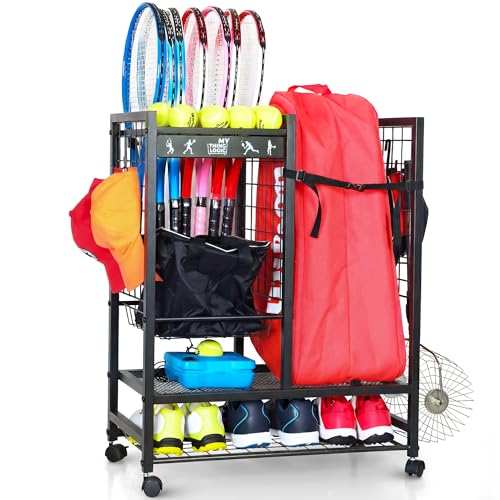 Image of Mythinglogic Rolling Tennis Equipment Organizer with Racket Storage