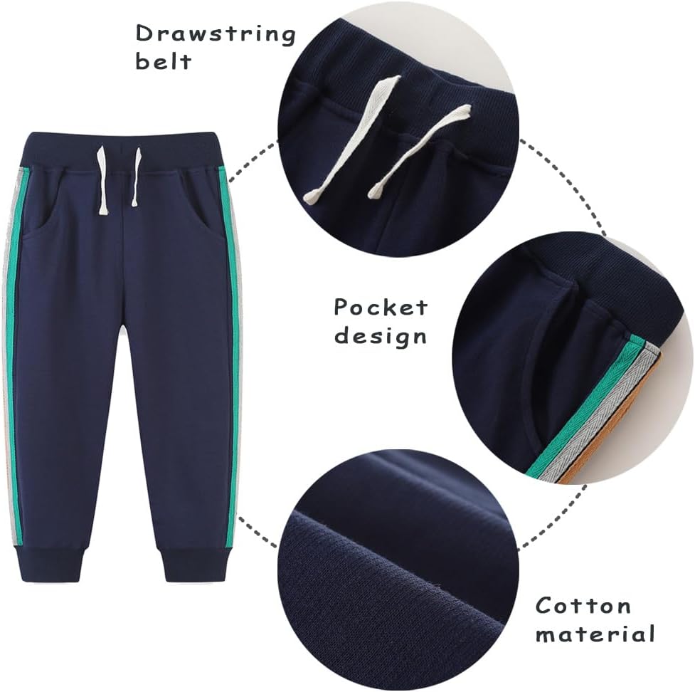 GFQLONG 3 Pack Baby Boy Drawstring Elastic Sweatpants,Toddler Cotton Dinosaur Active Jogger Pants with Pockets - Image 6