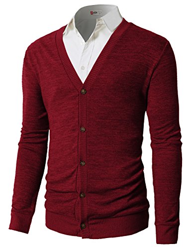 H2H Mens Casual Slim Fit Cardigan Sweaters V-Neck Long Sleeve Button-Down Basic Designed