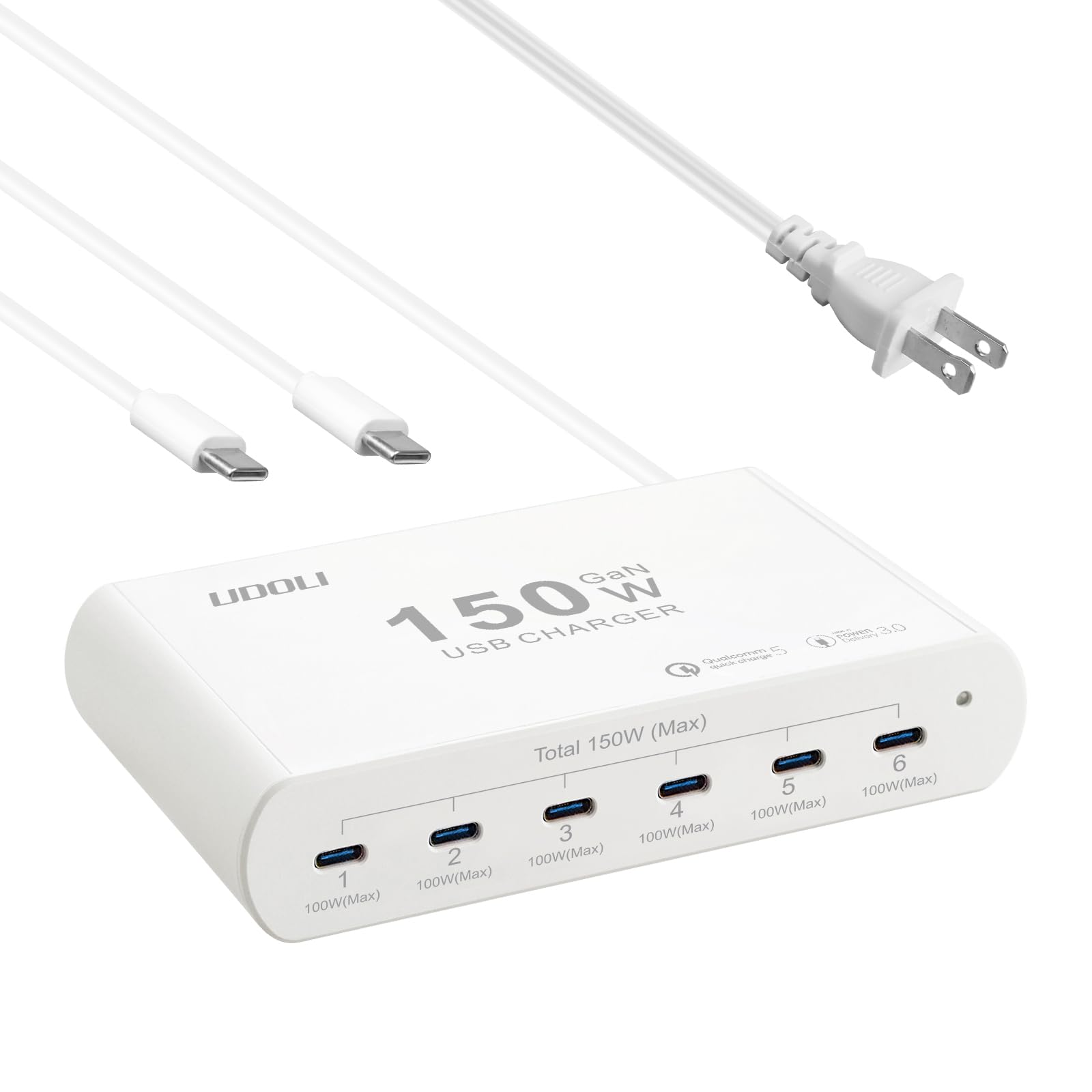 Station de charge de bureau multi-appareils GaN 6 ports USB‑C 150 W