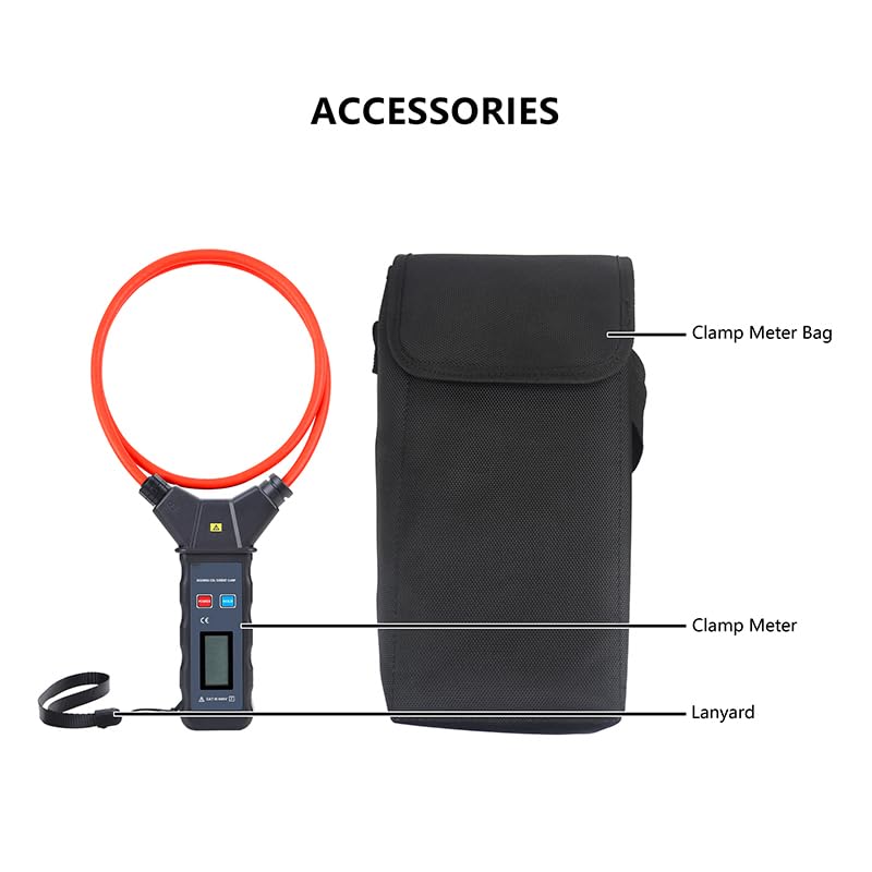 Flexible Large Current Clamp Meter Tester with Current Range AC 0.00A~9999A Resolution AC 10mA Coil Diameter Φ200mm Coil Thickness Φ7.5mm Data Storage 99 Groups Peak Value Hold Function