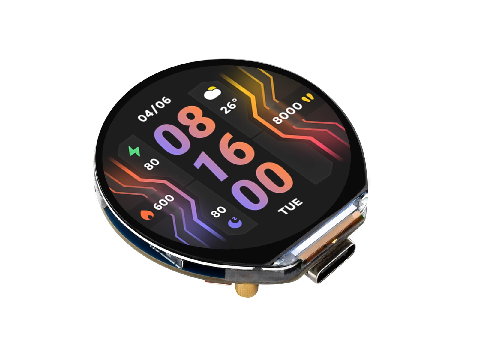 ESP32-S3 1,46 inch ronde capacitieve LCD-scherm ontwikkelbord, ESP32 met 412 × 412 resolutie IPS-scherm ondersteunt wifi en Bluetooth, ondersteunt meerdere randapparatuur