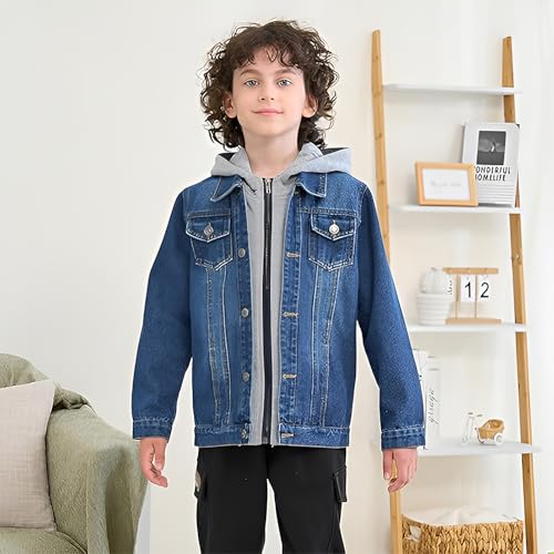 Boys Jean Jacket Kids Hooded Denim Jackets Zipper Outerwear Coat for 2-10 Years2