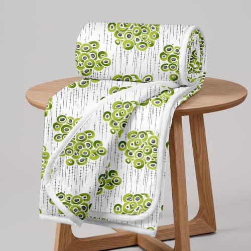 Image of Divine Casa 120 GSM Super Soft Microfiber Cotton 3 Layer Breathable Double Bed Throw Blanket | Lightweight, Winter, Flannel Filling | Green and Grey, 210 x 205 CM