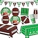 Football Party Decorations Football Party Supplies Including Paper Plates, Napkins, Tablecloth, Banner for Football Birthday Party Gameday Tailgate Party Decorations, Serve 24