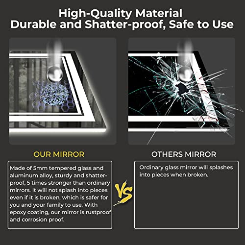 Awandee 84X32 Led Bathroom Mirror With Front And Backlit, Large Dimmable Bathroom Mirror With 3 Color Lights, Wall Mounted Lighted Vanity Mirror With Anti-Fog, Memory,French Cleats,Horizontal/Vertical #TOP7