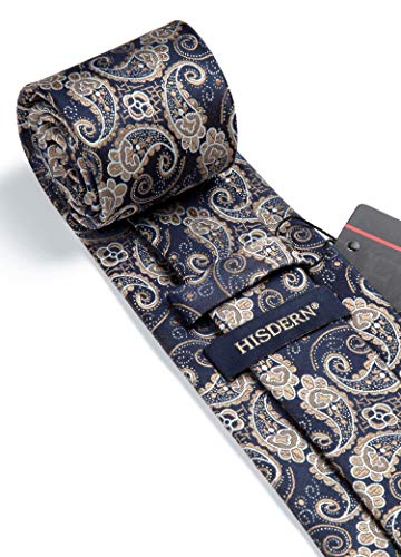 Image of HISDERN Ties for Men Paisley Tie and Pocket Square Woven Classic Floral Mens Ties Handkerchief Set Wedding Party Necktie