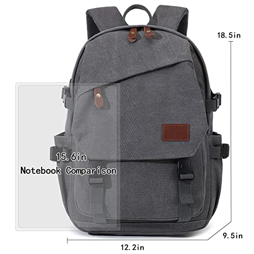 Sunborls Retro Canvas Backpack Women And Men For 15.6In College Laptop Bookbag Casual Large Capacity Travel Backpack(Grey) #TOP4