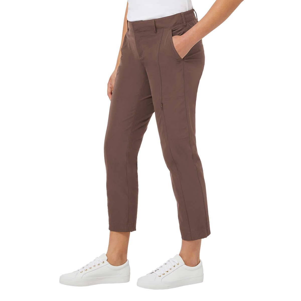 KIRKLAND Signature Women's 4-Way Stretch Ankle Travel Pants (US, Numeric, 6, Regular, Regular, Brown)