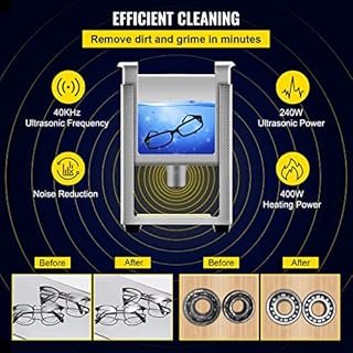 VEVOR Nettoyeur à Ultrasons Numérique 10 L, Chauffage 400 W, Ultrasons 240 W, Bac Ultrasons avec Chauffage et Minuterie, Appareil de Nettoyage Ultrasonique en Inox, pour Bijoux Lunettes Montres