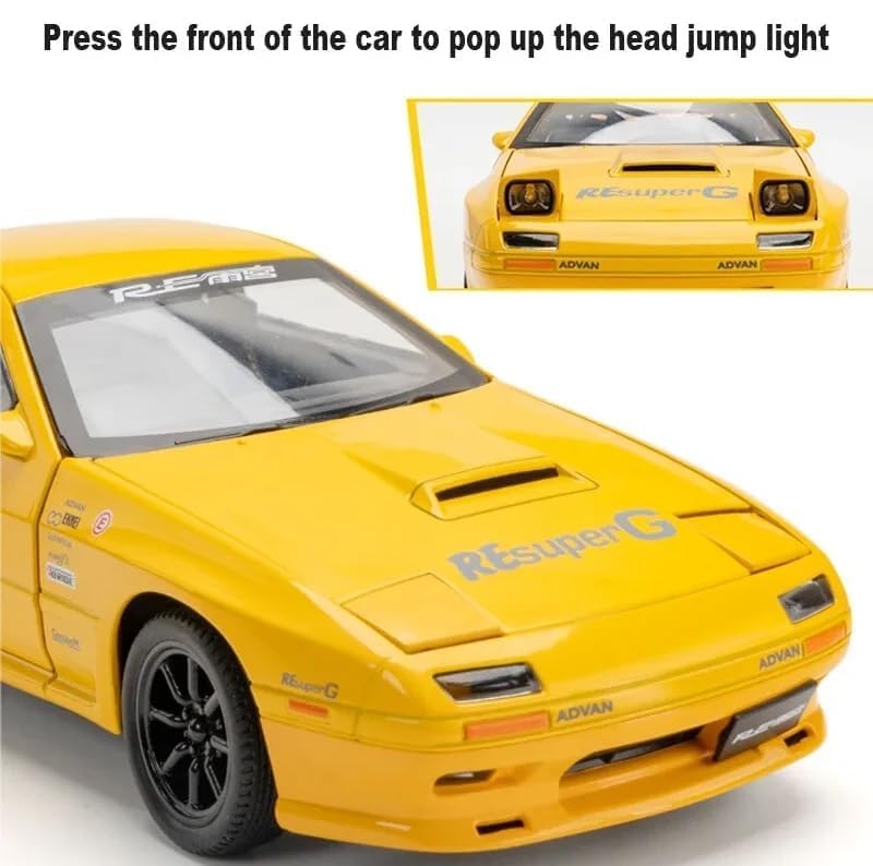 Image of 1:24 Mazda rx7 with Famous popup Headlight Alloy Diecast Pullback Metal Car Toy with Sound Light & Opening Doors - Best Gift Toy for Kids [ Color As Per Stock ]