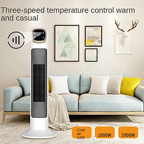 Milageto Tower Space Heater PTC Verwarming Groothoek Schommels 2000W Oververhitting Bescherming met Handvat Ventilatorverwarming voor Badkamer Camping Thuis - 12H timer - Afbeelding 3