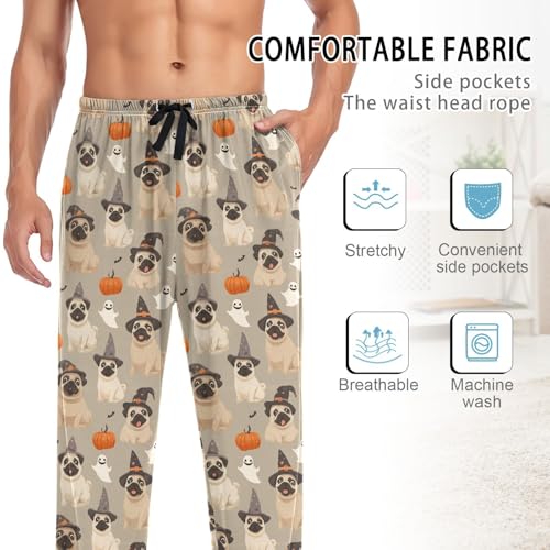 Laprad Men's Women's Long Sleeve Pajama Sets Halloween Pugs Comfy 2 Piece Loungewear with Pockets4