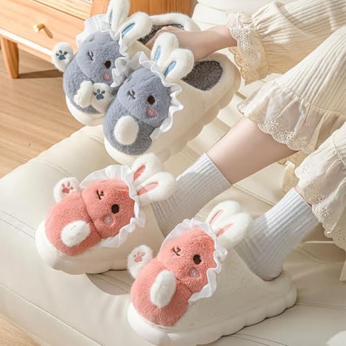 HANDKEI Women's Bunny Slippers animal slippers rabbit indoor plush slippers4