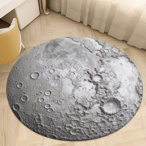 HGSCHYU Moon Round Rug,4x4 Circle Area Rug for Kid's Bedroom, Soft Circular Rug for Kids Room, Non-Slip Home Decor Moon Theme Carpet for Teen's Room