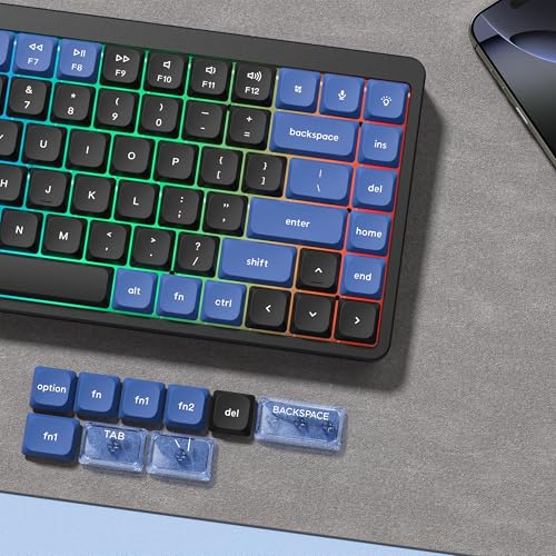Image of dagaladoo Low Profile keycaps Set,Double Shot PBT Key caps,Black /Blue | 138-keys custom keycaps for Mechanical Keyboard 60% 65% 75% 96% 100% cherry-MX switch,TKL, Full-Sized Layout