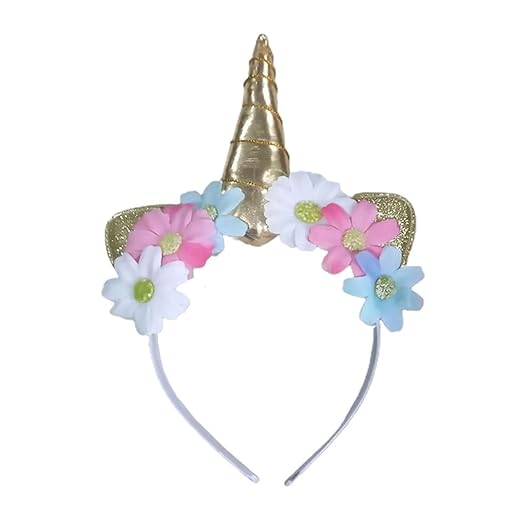 Tiara de Unicórnio com Flores - 1 Unidade