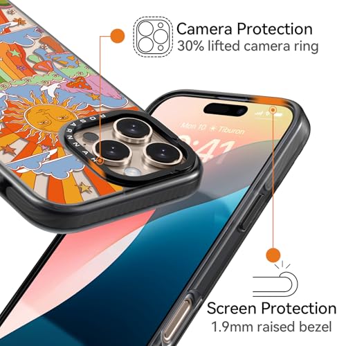 Coque iPhone 16 Pro Max noire motif champignon mignonne et antichoc