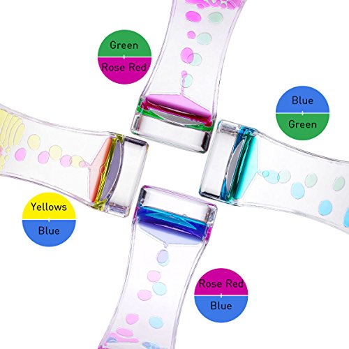 BESTOMZ 4pcs Water Motion Double Colors Liquid Bubble Timer ,Liquid Motion Bubbler for Sensory Play, Fidget Toy, Children Activity
