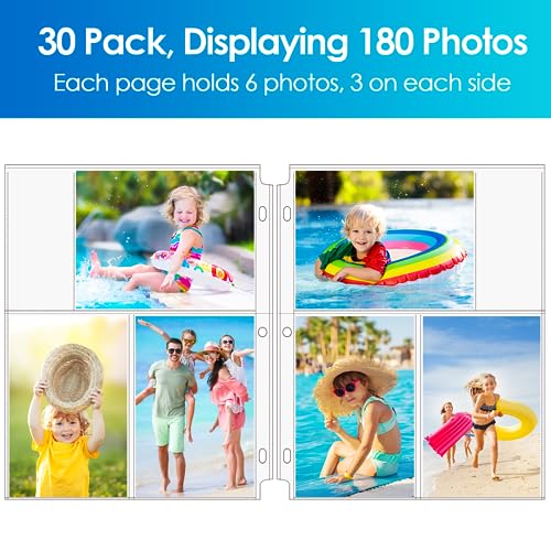 image for MaxGear 30 Pack 4 x 6 Photo Sleeves for 3 Ring Binder, Heavy-Duty Arch