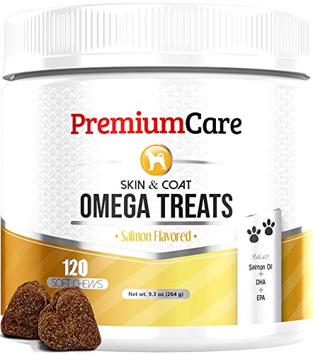 Omega 3 Alaskan Fish Oil For Dogs - Made In USA - Natural Wild Salmon Oil For Dogs With EPA & DHA - Itch Free Skin + Healthy Skin & Coat + Hip & Joint Support + Allergy, Heart & Brain Health