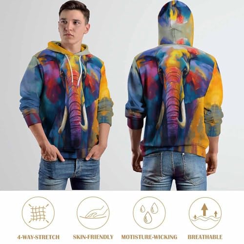 Sweat à capuche homme imprimé éléphant d'Afrique, pull de course et jogging - 6