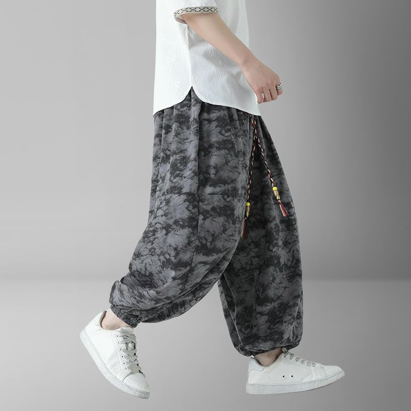 Men's Spring Summer New National Style Trend Retro Loose Harem Lantern Pants3