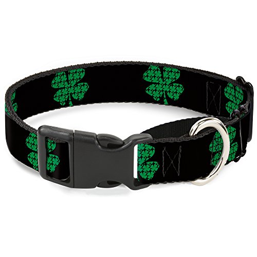 Buckle-Down St. Pat s Black Clovers Martingale Dog Collar, 1.5 Wide-Fits 16-23 Neck-Medium