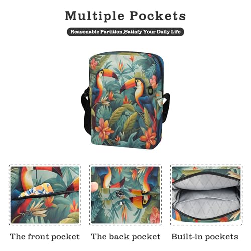 small messenger bag for men Shoulder Bag For Woman Womens Crossbody Purses Adjustable Strap for School School- Tropical Teal Green2