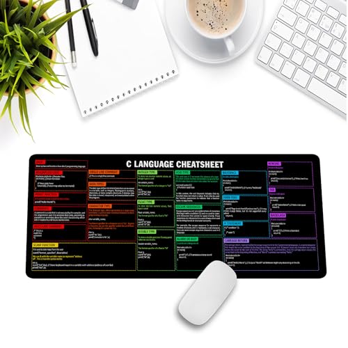 Image of C Programming Language Cheat Sheet Mouse Mat KMH Mouse Pad for Coders, Developers, Large Desk Mat, C Basics Mousepad Essential Computer Accessories for Study, Work, and Reference Purposes