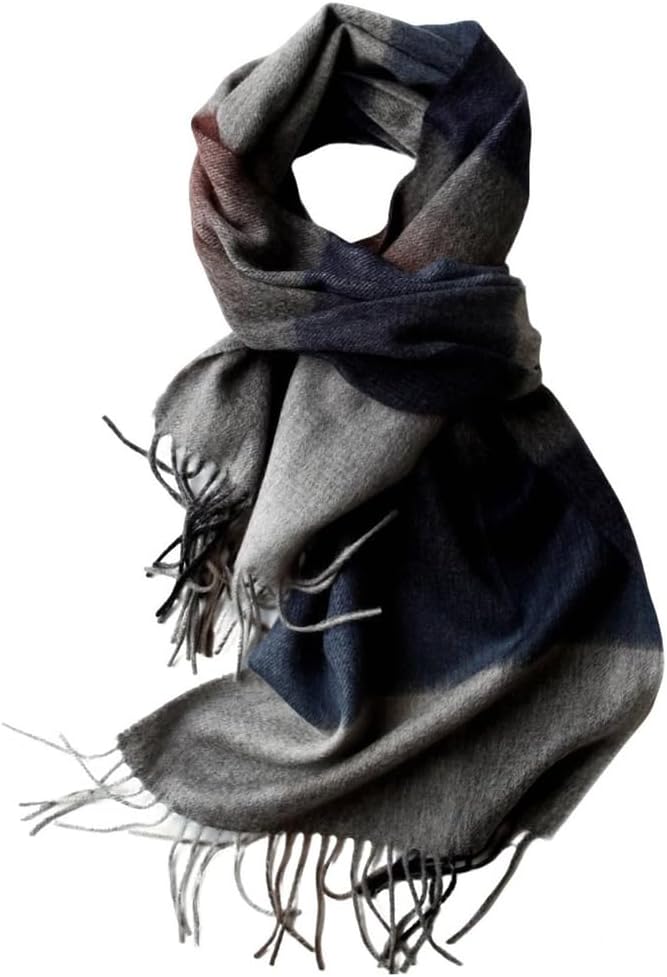 Men's Classic Plaid Scarves Tassel Edge Soft Long Thick Warm Neckwear Fashion Business Casual Large Size Scarf