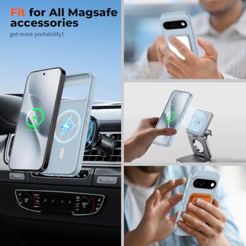Image of SUPFINE Magnetic for Google Pixel 11 Pro Case - Sliver Blue | With Screen Protector,Translucent Matte,Built-in Magnets,Military Grade Drop Protection,Shockproof Phone Cover