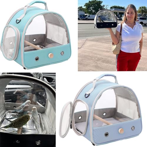 halinfer Porta-viagens para pássaros, porta-periquitos portátil para pássaros pequenos com poleiro (